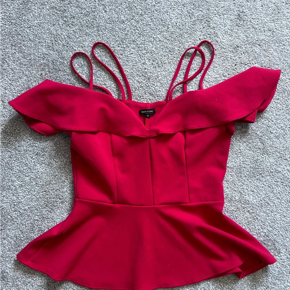 River Island Vibrant Red Off-Shoulder Blouse